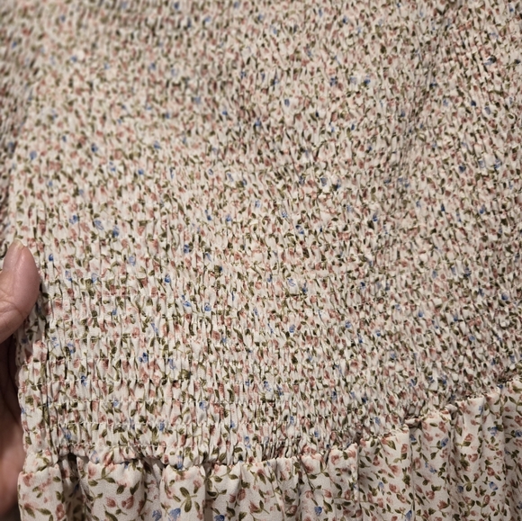 Shein Off the Shoulder, Smocked, Tiny Floral Bell Sleeve mini Flare Dress, 0XL - Picture 6 of 6